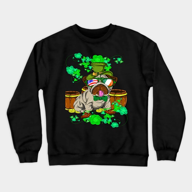 French Bulldog Shamrock Beer Saint Patricks Day Crewneck Sweatshirt by ShirtsShirtsndmoreShirts